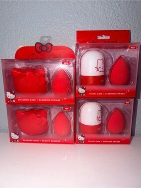 Hello Kitty Red Kids Silicone Case & Blending Sponge Set - 4 Pack